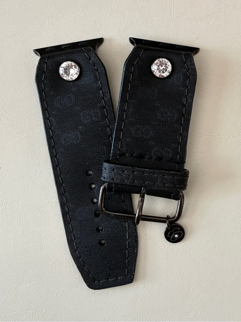 Spark*l Authentic Upcycled Micro GG Black Sivella Apple Watch Band - Size 2